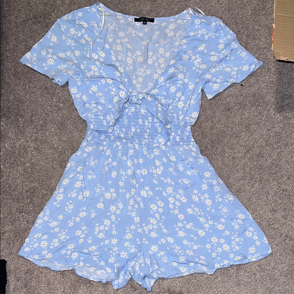 Love Tree Blue and White Floral Dress